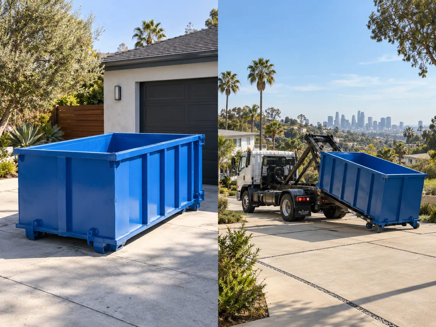 Empty compact roll-off dumpster ready for loading